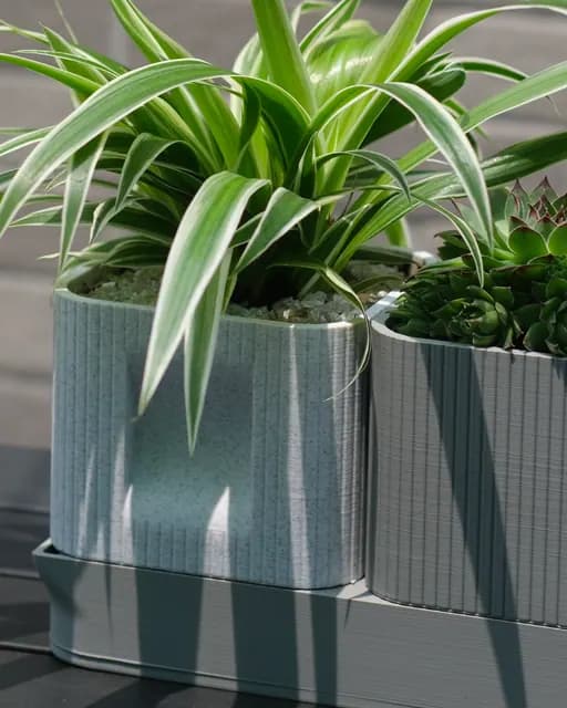Aura DUO | Architectural Ribbed Square Planter with Hidden Drainage, catalogusmodel OT-6B9DF939F9DD