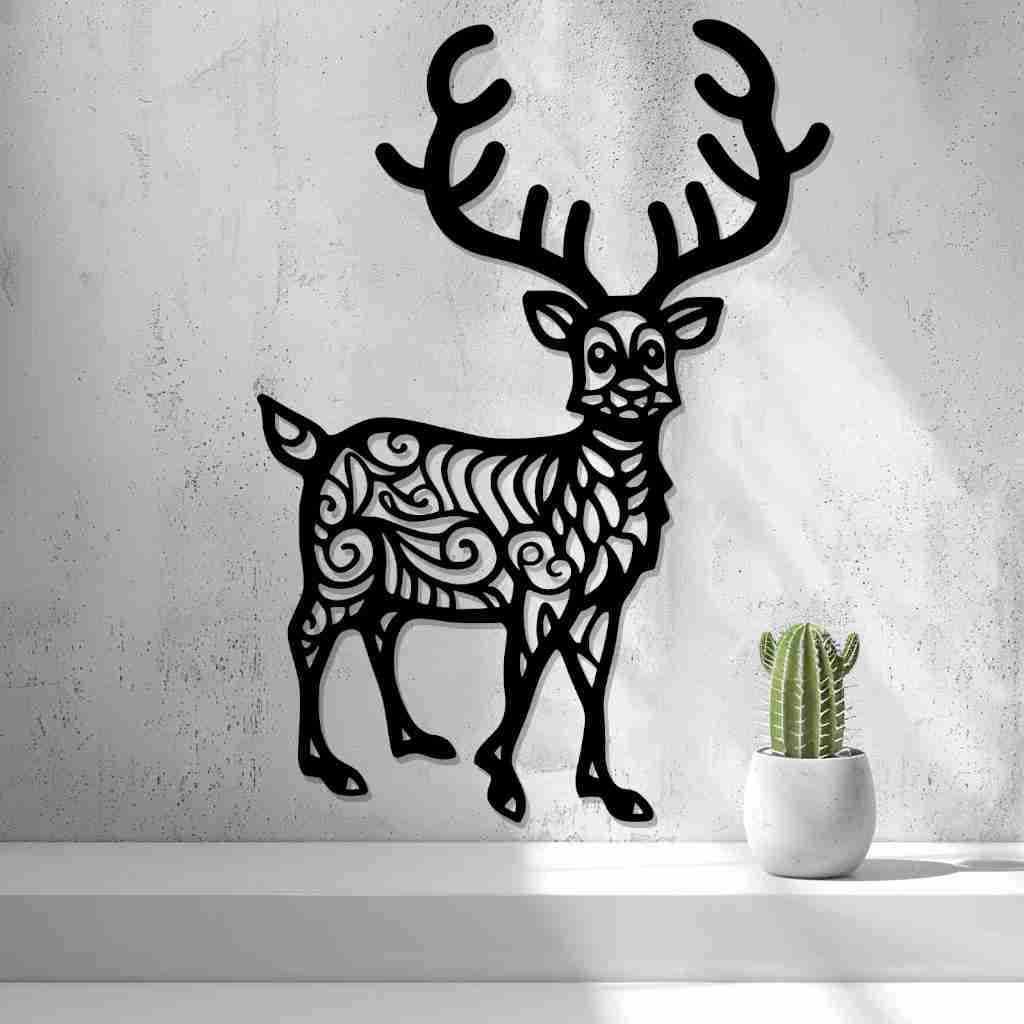 Rendier-wanddecoratie, ontwerp van 2D Arts