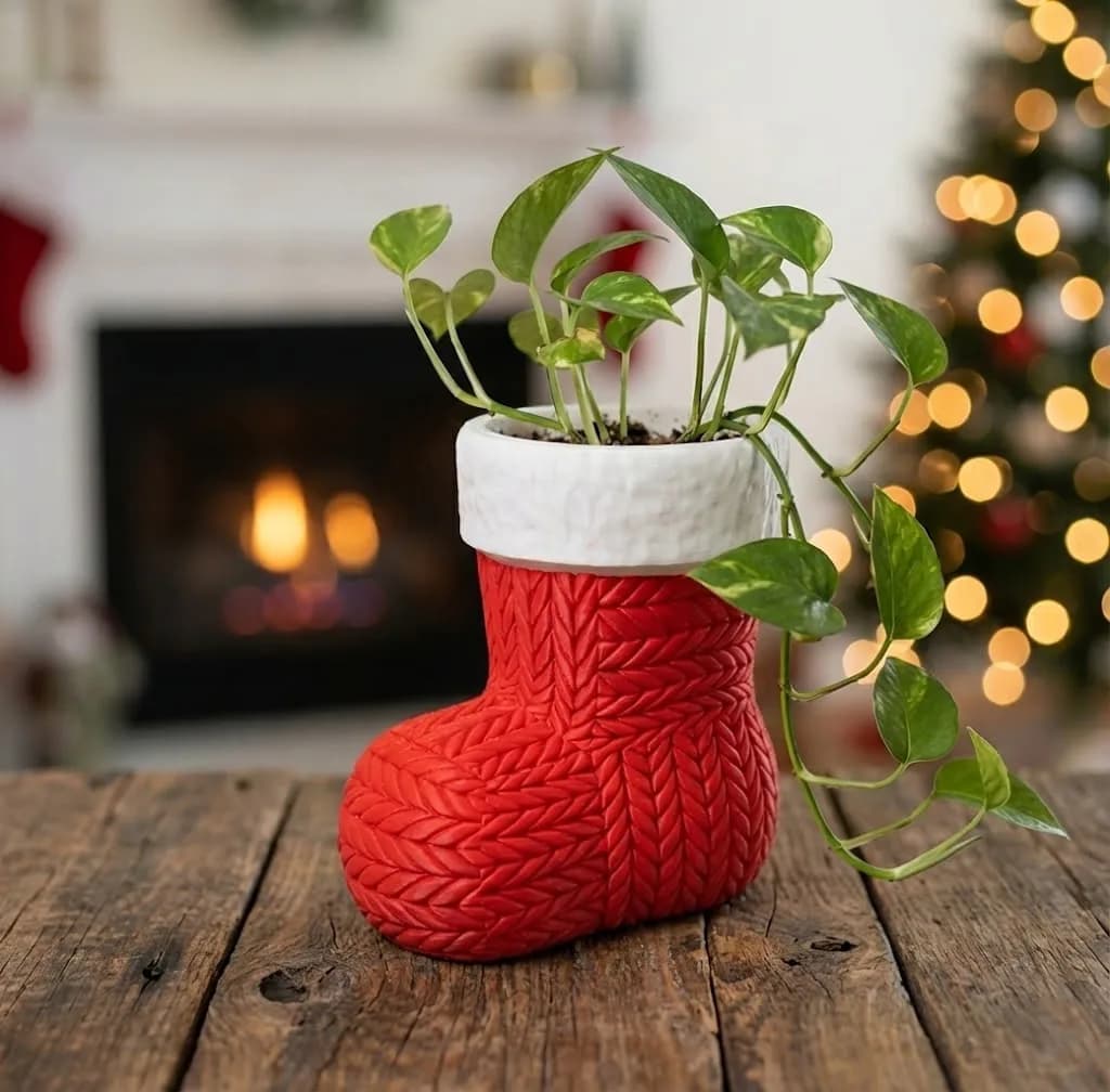 Christmas stocking plant holder, source design view 1 by kraken.stl