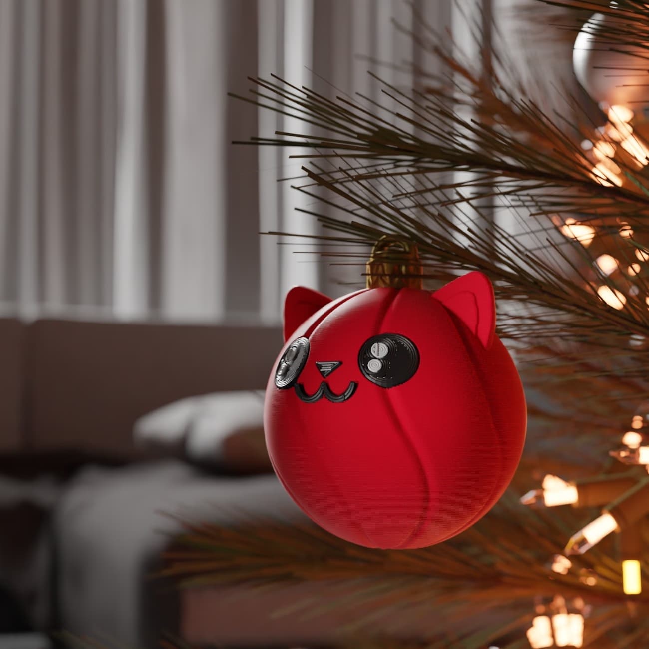 Cat Lover's Christmas Ornament, designed by kraken.stl