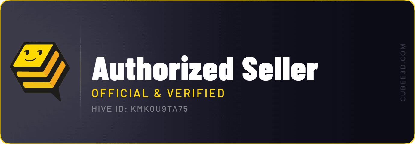Official Cubee3D Hive Authorized Seller badge for OmniTechs, Hive ID KMK0U9TA75