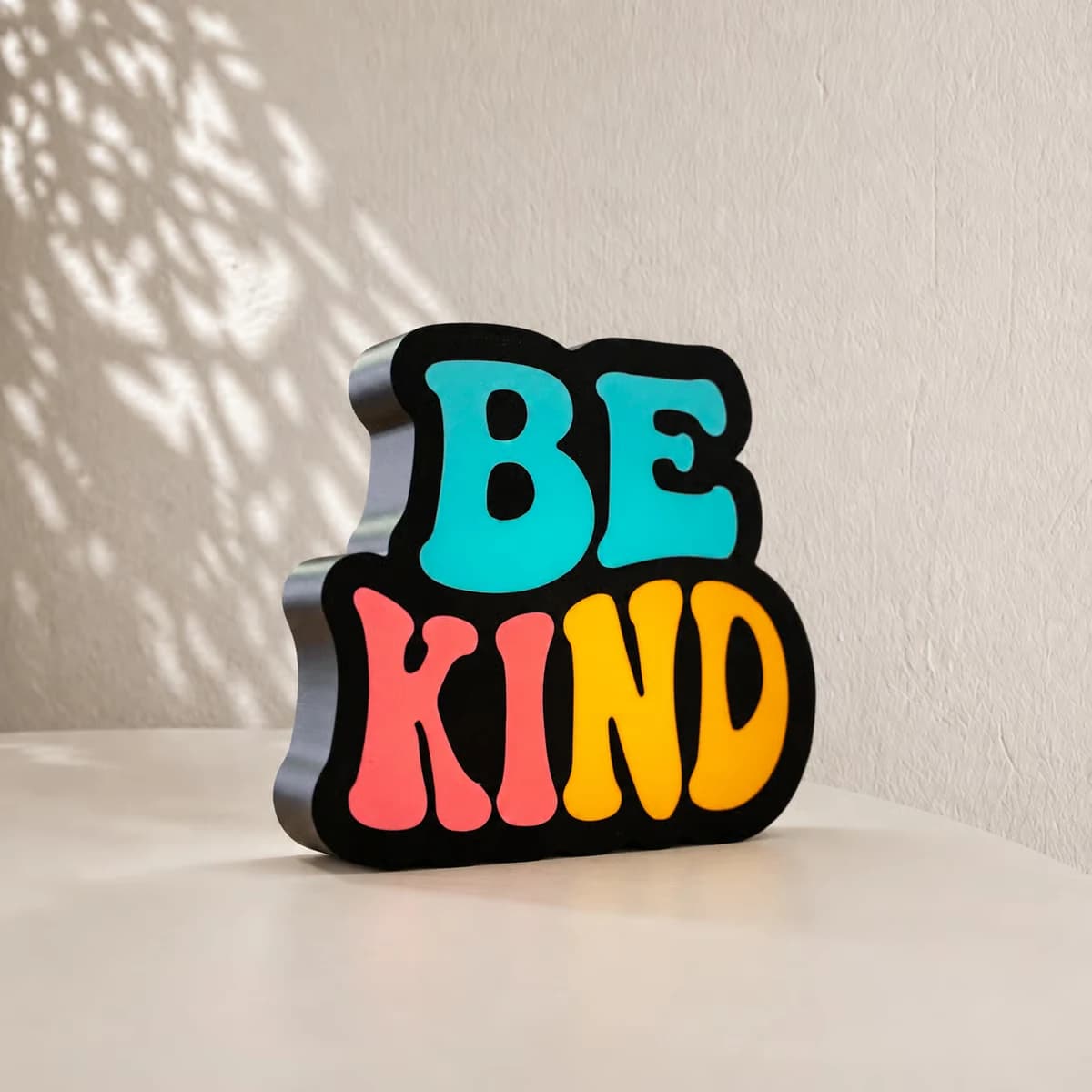 Be Kind: lettering light box print, design view 1