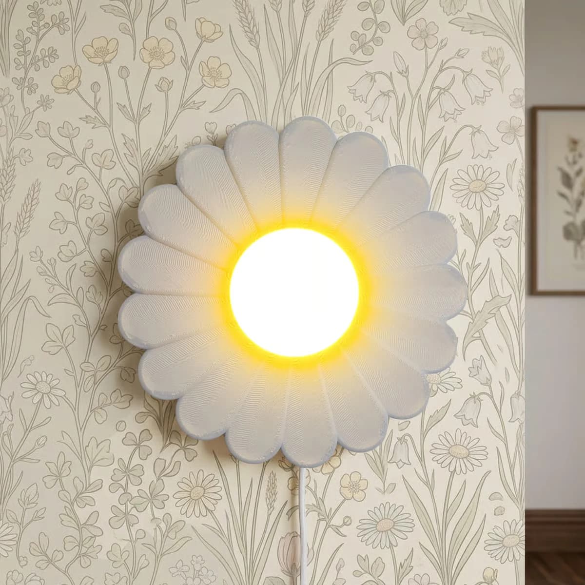 Daisy: daisy wall lamp print, design view 1