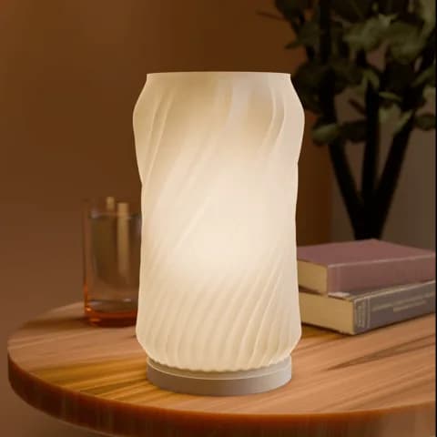 Minimalist Spiral: spiral lampshade and base set, design view 1