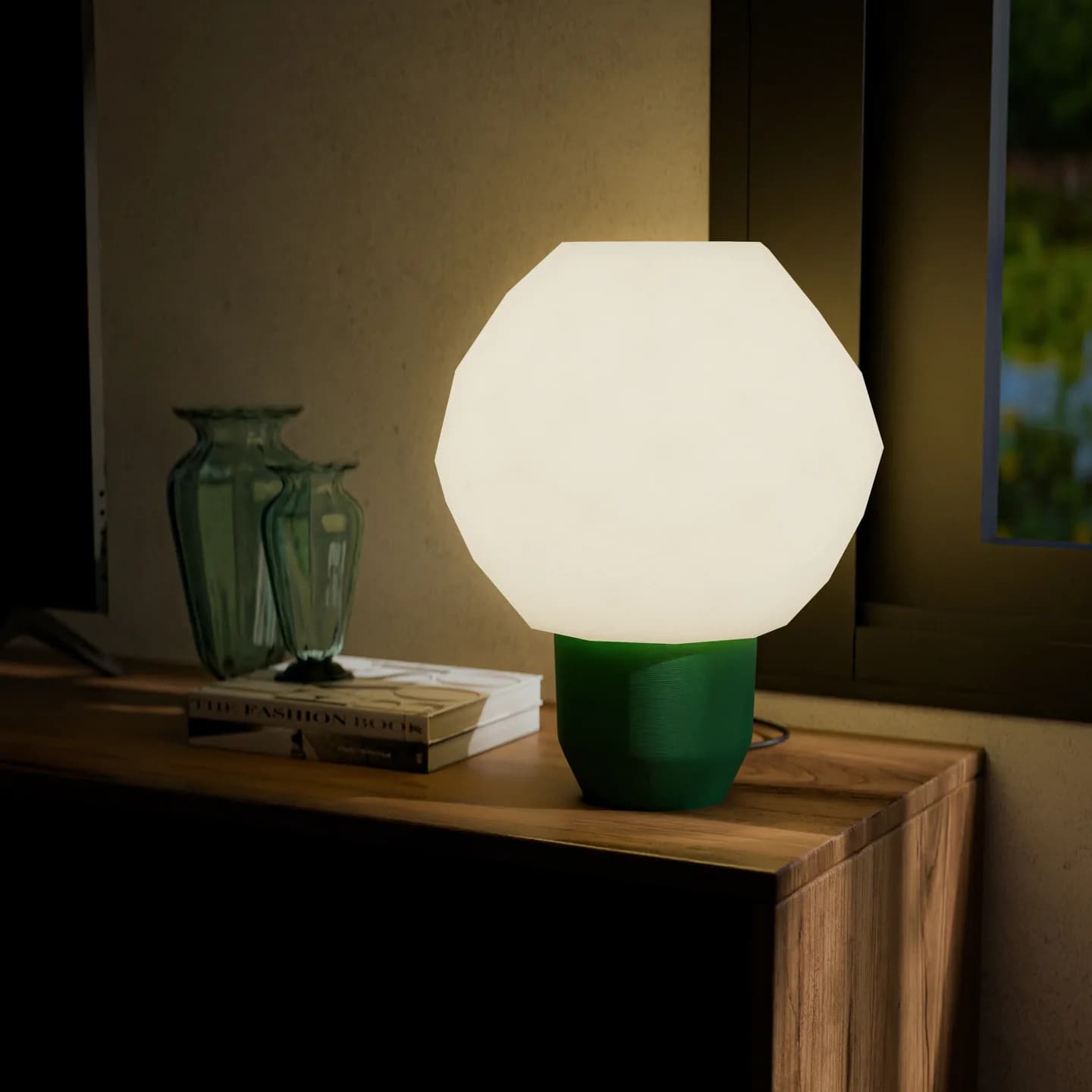 Poly – Verlichte kap op een kast