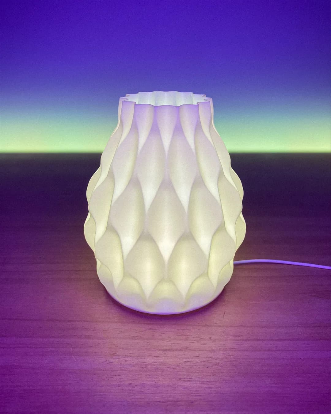Riva Table: ribbed table lampshade set, design view 1