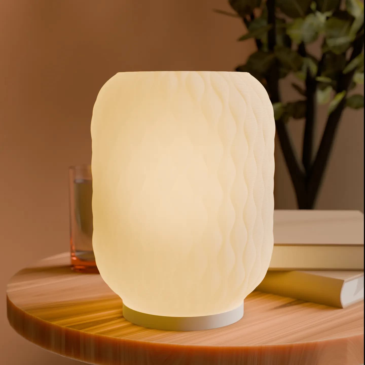 Serene Wave – Brandend met zacht licht door het golfpatroon